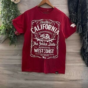 Cartel Mens Red Short Sleeve The Golden State West Coast Graphic T Shirt Size M